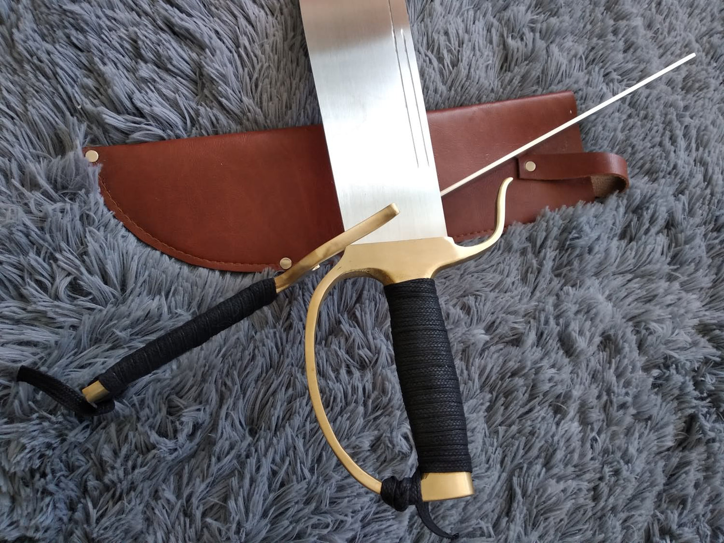 Wing Chun Bart Cham Dao,Stainless steel blade,Leather,Brass - Chinese sword shop