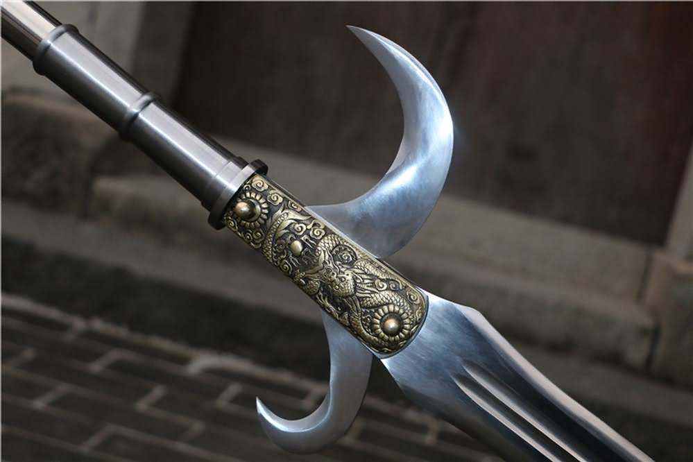 Spear with hooked sickle,kamayari,High carbon steel blade,Cold weapon - Chinese sword shop