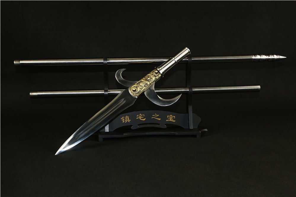 Spear with hooked sickle,kamayari,High carbon steel blade,Cold weapon - Chinese sword shop