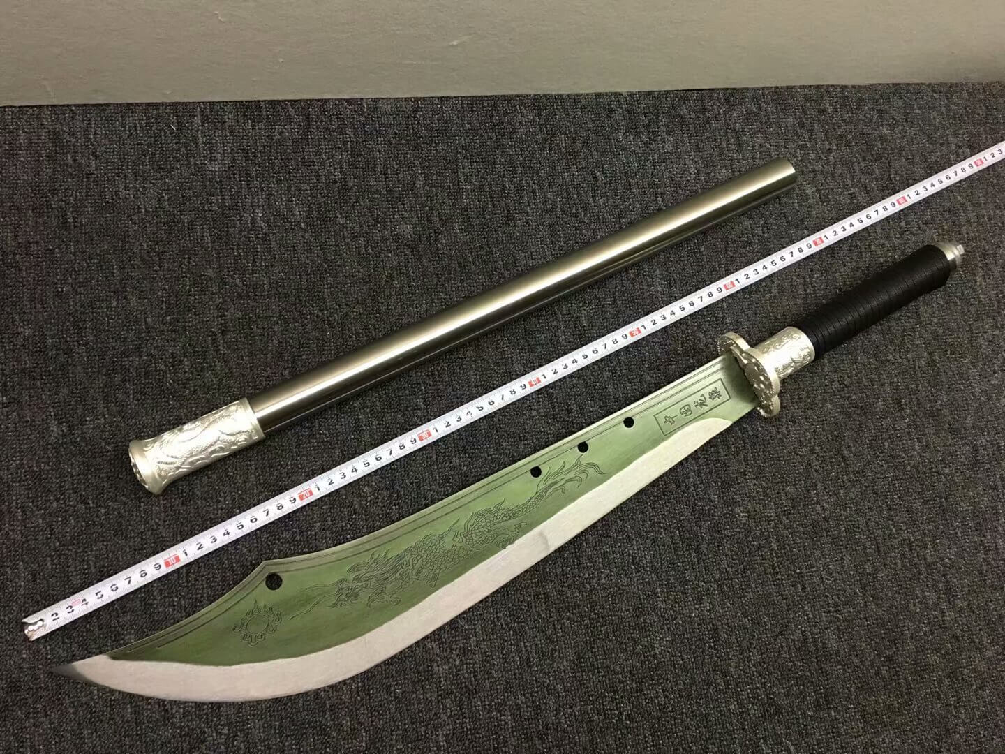 GuanDao,High carbon steel blade,Leather scabbard,Length 53" - Chinese sword shop