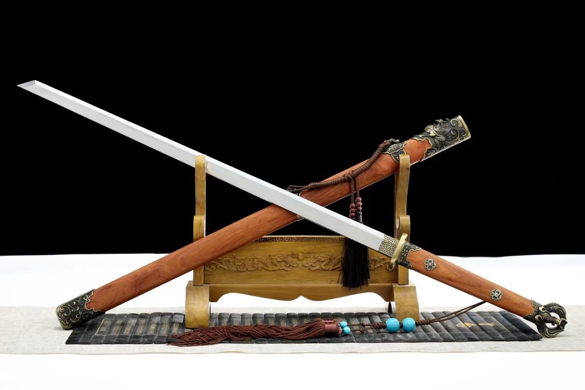 Han dao Sword Real(Forged high Carbon Steel Burn Blades,Rosewood Scabbard) Full Tang,Chinese Sword