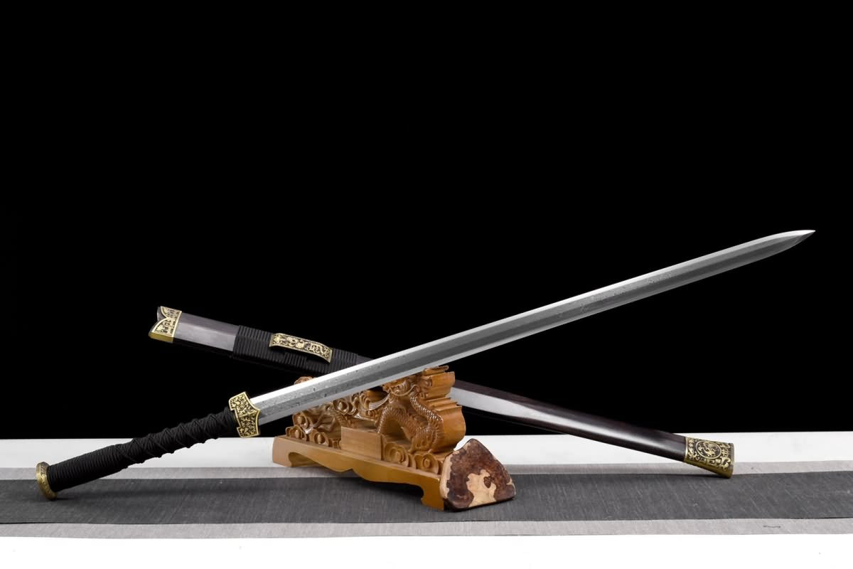 Han jian Swords(Handmade Damascus Steel Blade,Brass Fittings) Weapon,Full Tang,Chinese Sword