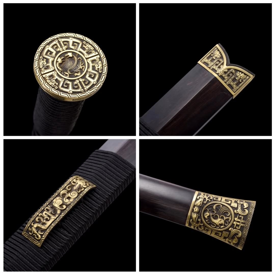Han jian Swords,Handmade Damascus Steel Blade,Brass Fittings – Chinese ...