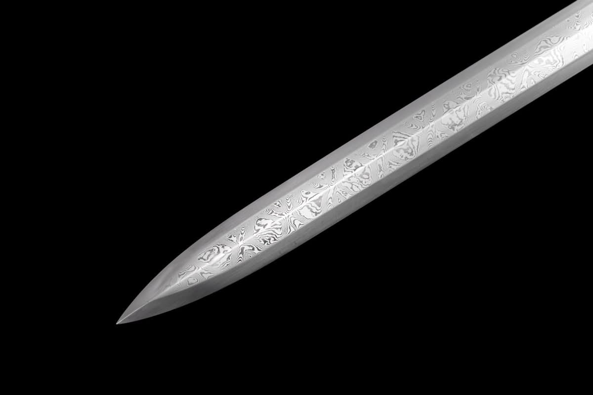 Han jian Swords(Handmade Damascus Steel Blade,Brass Fittings) Weapon,Full Tang,Chinese Sword