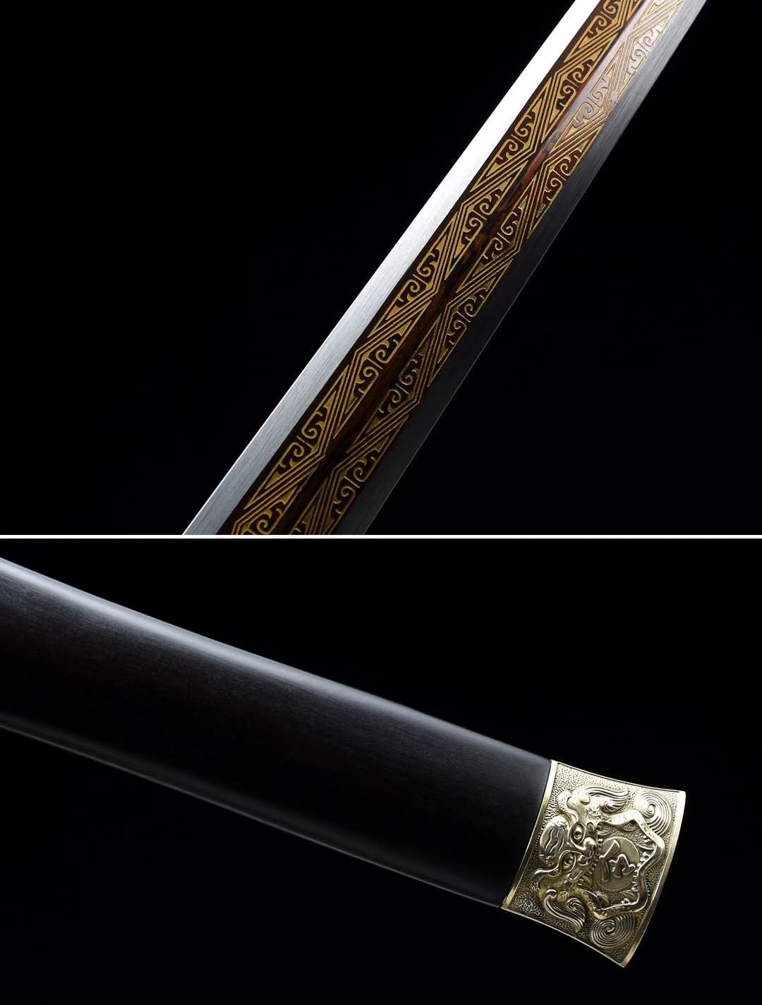 Dragon Han jian Sword(Forged Damascus balde,Brass Fittings) Real Swords,Chinese Sword…