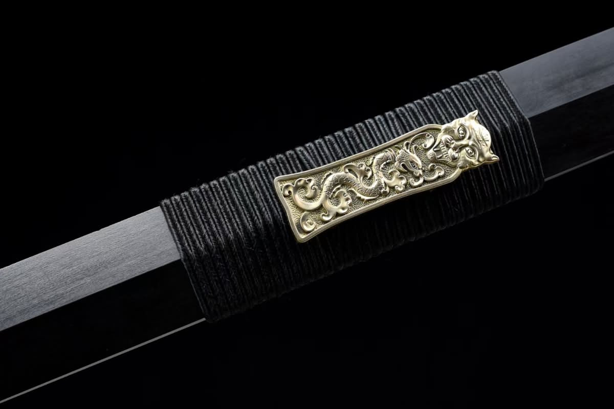 Dragon Han jian Sword,Forged Damascus balde,Brass Fittings