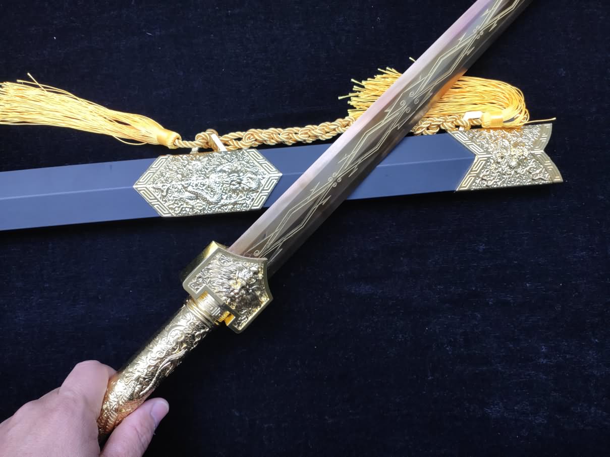 Golden Han Sword,Forged High Carbon Steel Blade,Alloy Scabbard