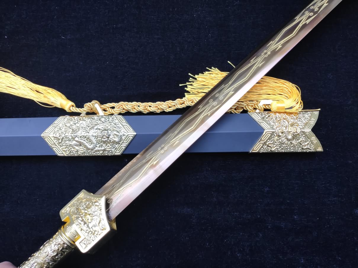 Golden Han Sword,Forged High Carbon Steel Blade,Alloy Scabbard
