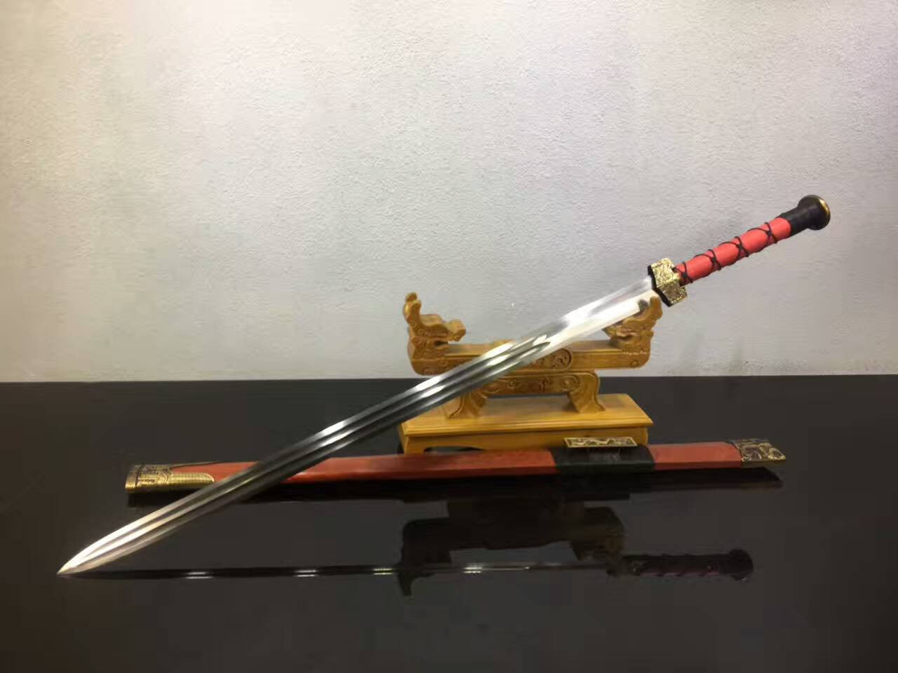 Chinese sword,Han jian(Folding steel blade,Redwood scabbard,Alloy fitted)Length 41" - Chinese sword shop