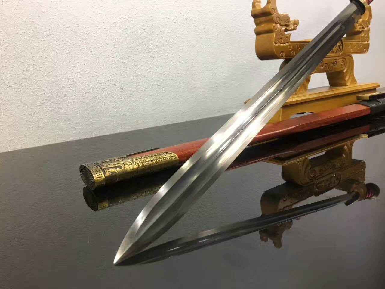 Chinese sword,Han jian(Folding steel blade,Redwood scabbard,Alloy fitted)Length 41" - Chinese sword shop