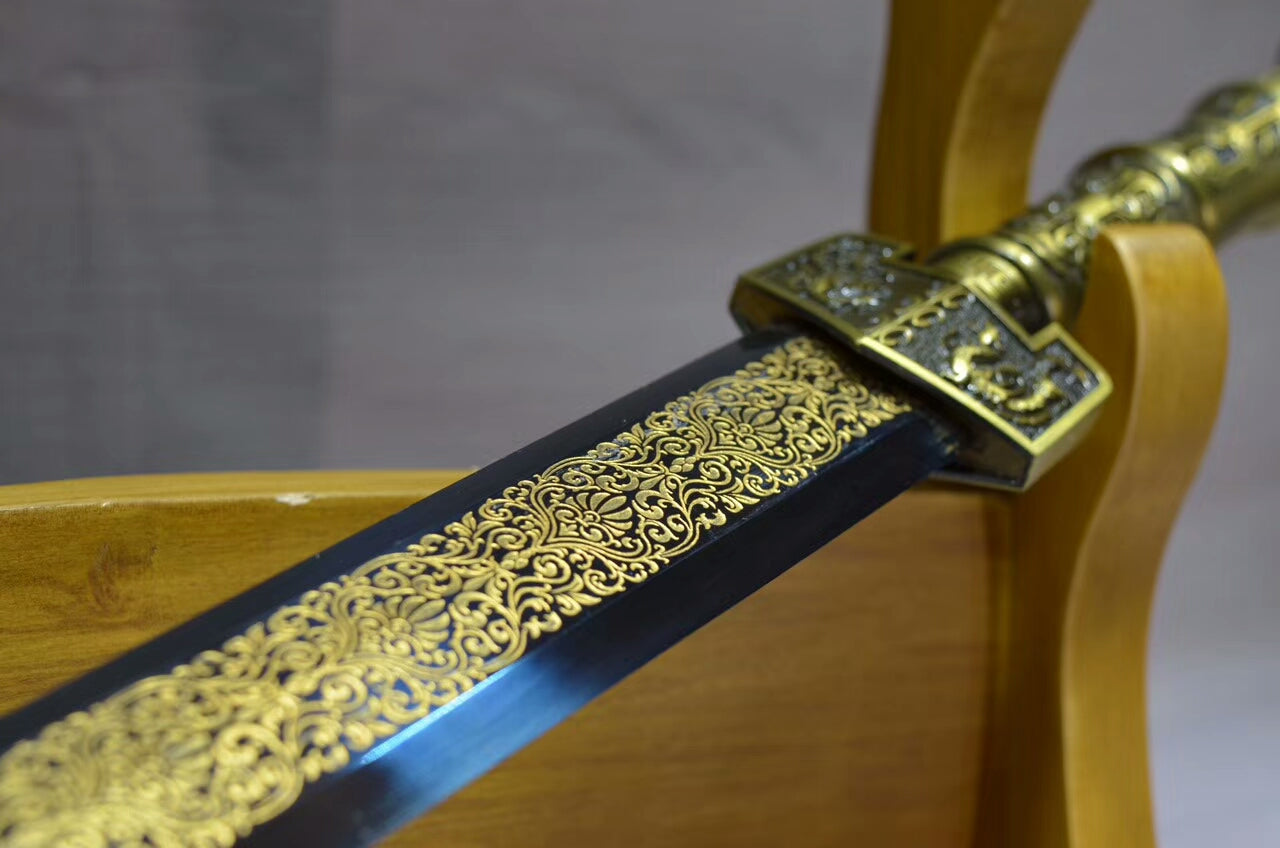 Dragon Phoenix sword,High carbon steel etch blade,Black wood,Alloy handle - Chinese sword shop