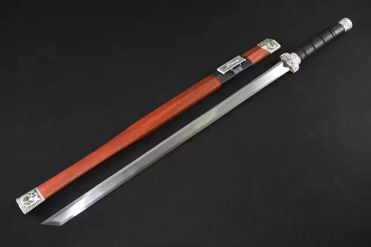 Han jian(High carbon steel blade,Red wood,Alloy fitted)Full tang - Chinese sword shop
