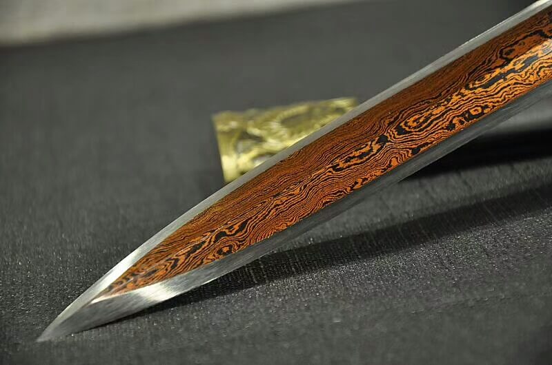 Han jian(Damascus Steel octahedral red blade,Black wood,Alloy)Length 40" - Chinese sword shop