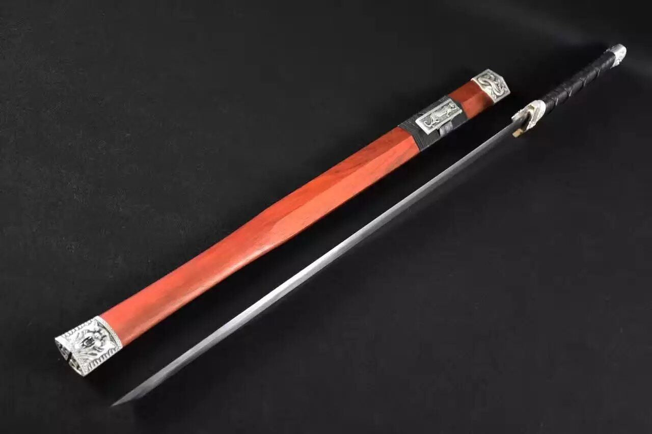 Han jian(High carbon steel blade,Red wood,Alloy fitted)Full tang - Chinese sword shop