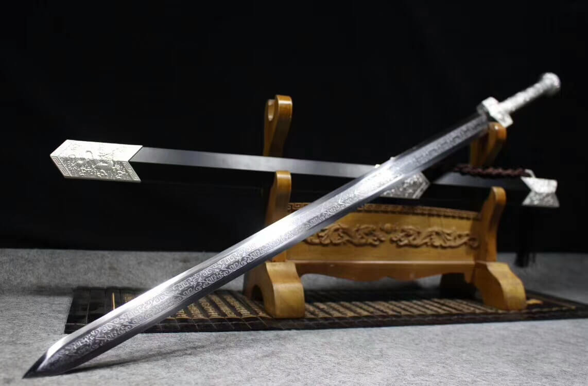 Han jian(High carbon steel etched blade,Metal scabbard,Alloy)Length 39" - Chinese sword shop
