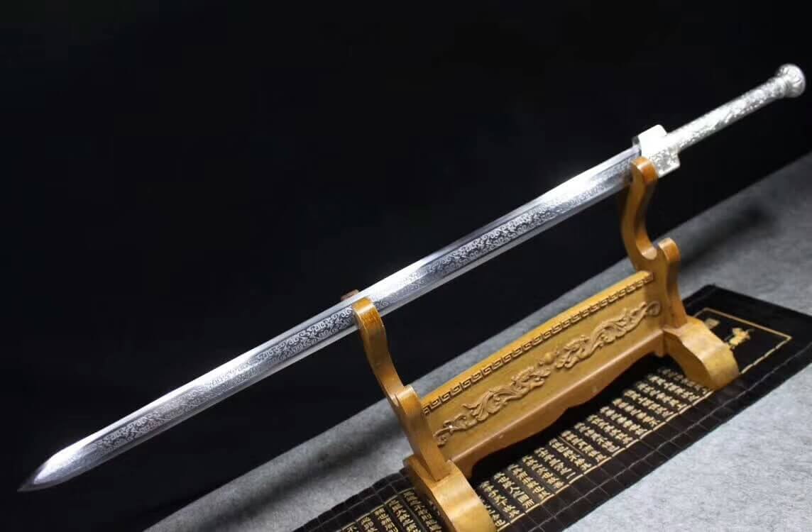 Han jian(High carbon steel etched blade,Metal scabbard,Alloy)Length 39" - Chinese sword shop