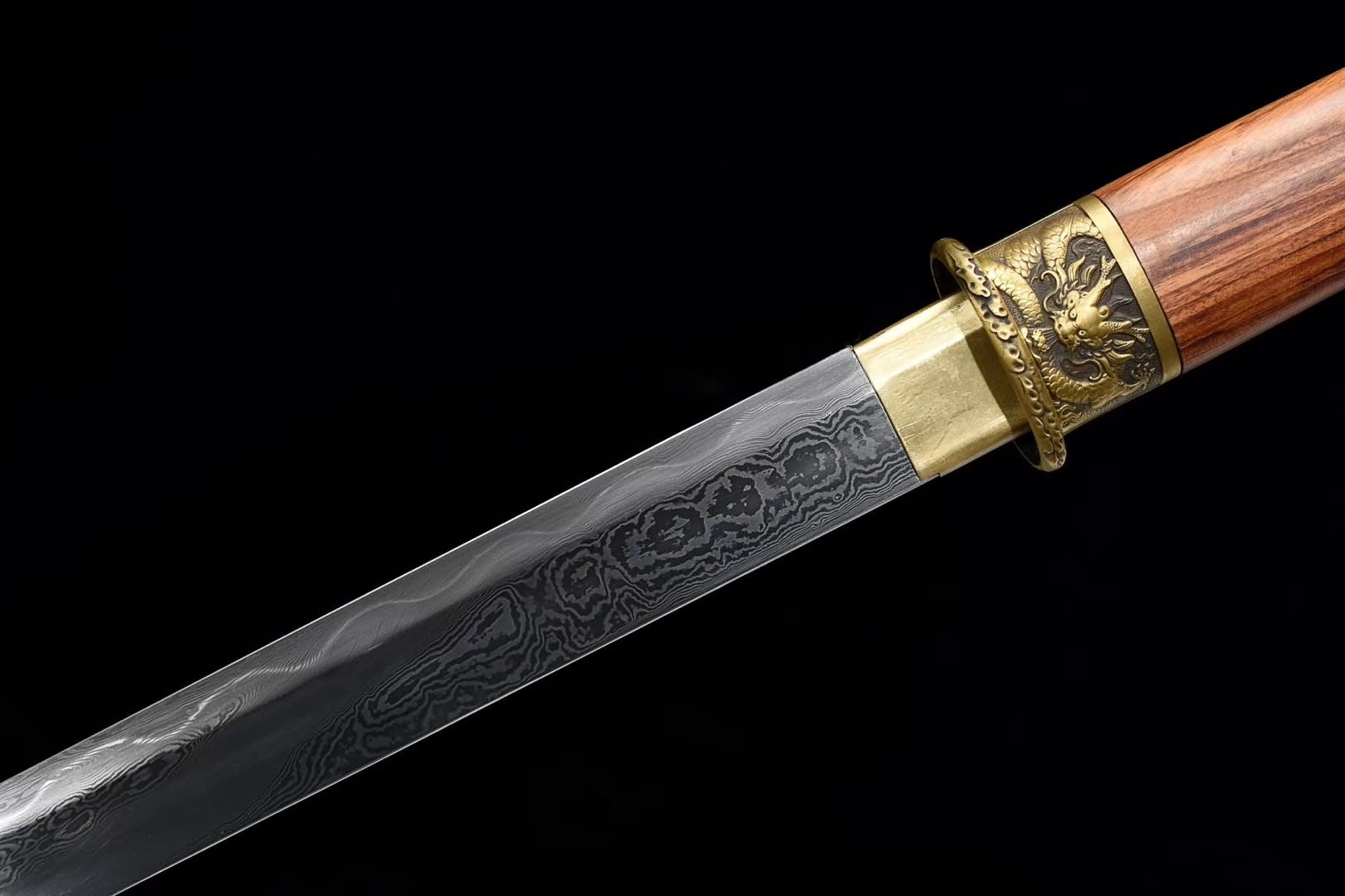 Han jia,Handmade art(Damascus steel blade,Brass fittings)Full tang,Chinese sword - Chinese sword shop