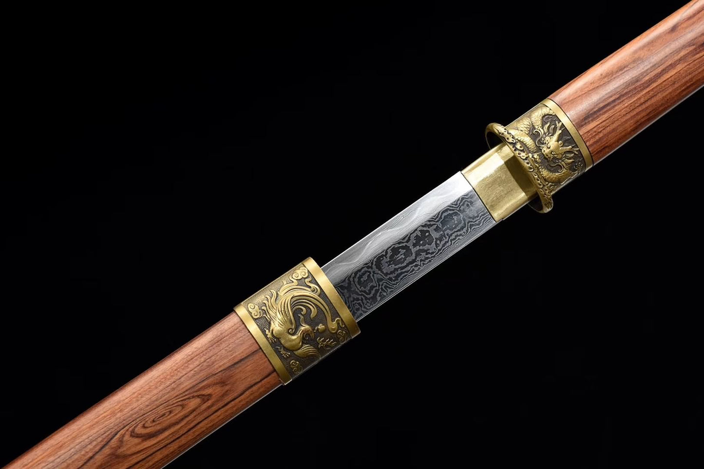 Han jia,Handmade art(Damascus steel blade,Brass fittings)Full tang,Chinese sword - Chinese sword shop