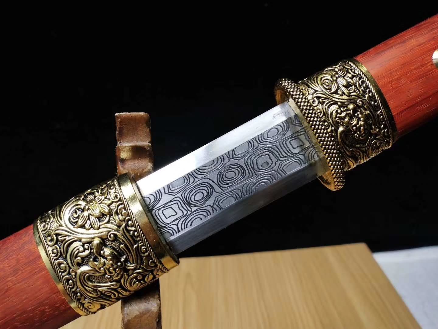 Hexahedral han jian,High carbon steel etch blade,Alloy fittings - Chinese sword shop