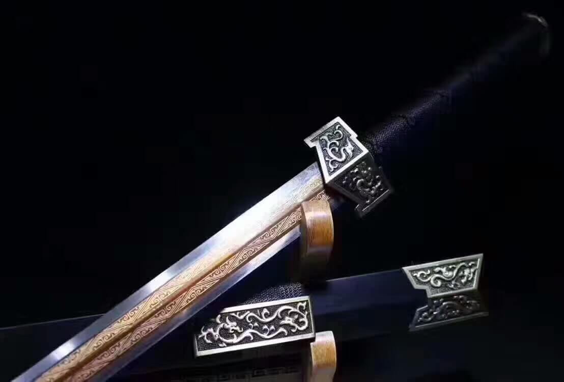 Han sword(High carbon steel blade,Black scabbard,Alloy fitteds)Length 40" - Chinese sword shop