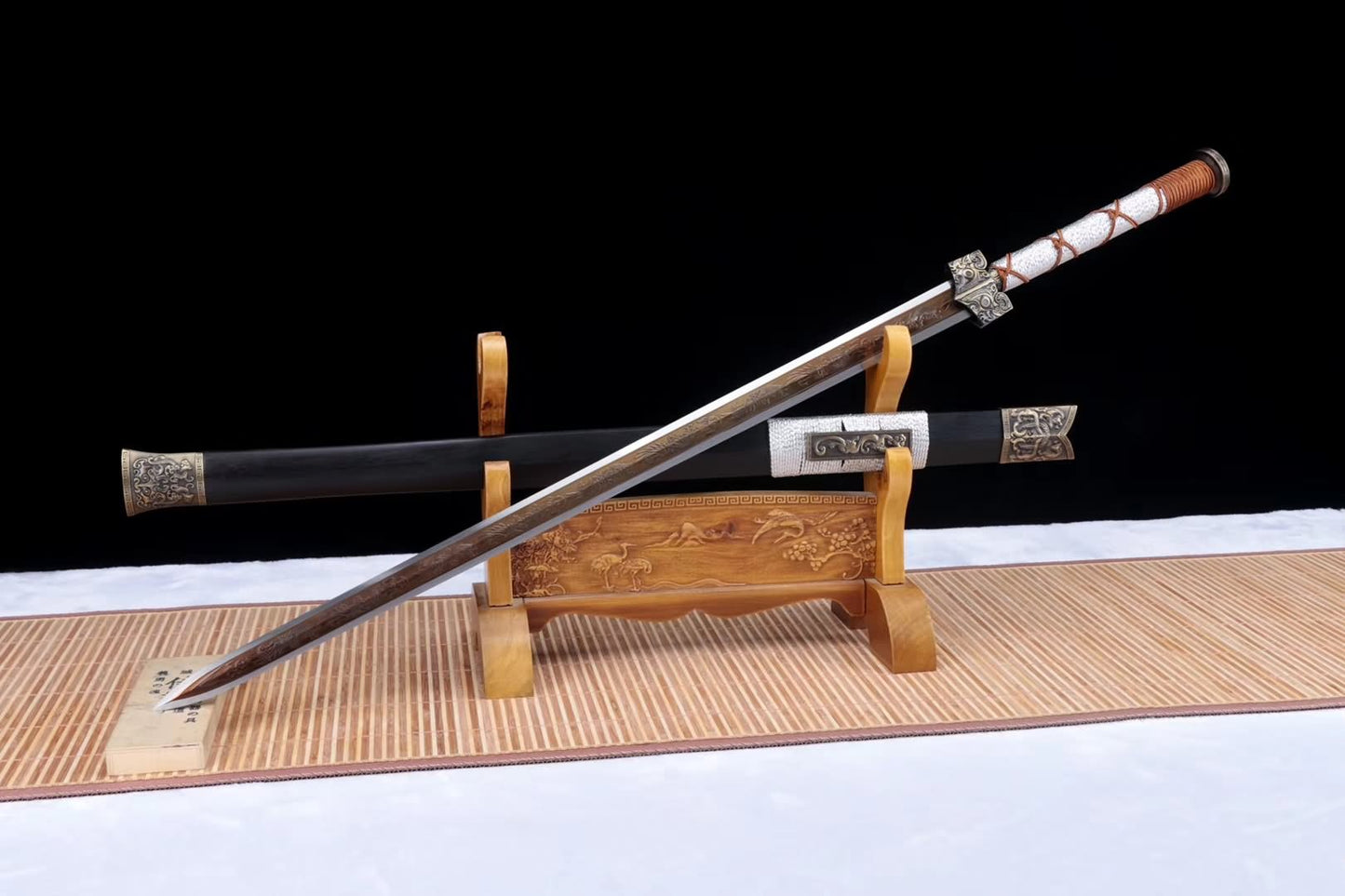 Han Jian,Handmade art,High carbon steel etch blade,Black wood,Alloy - Chinese sword shop