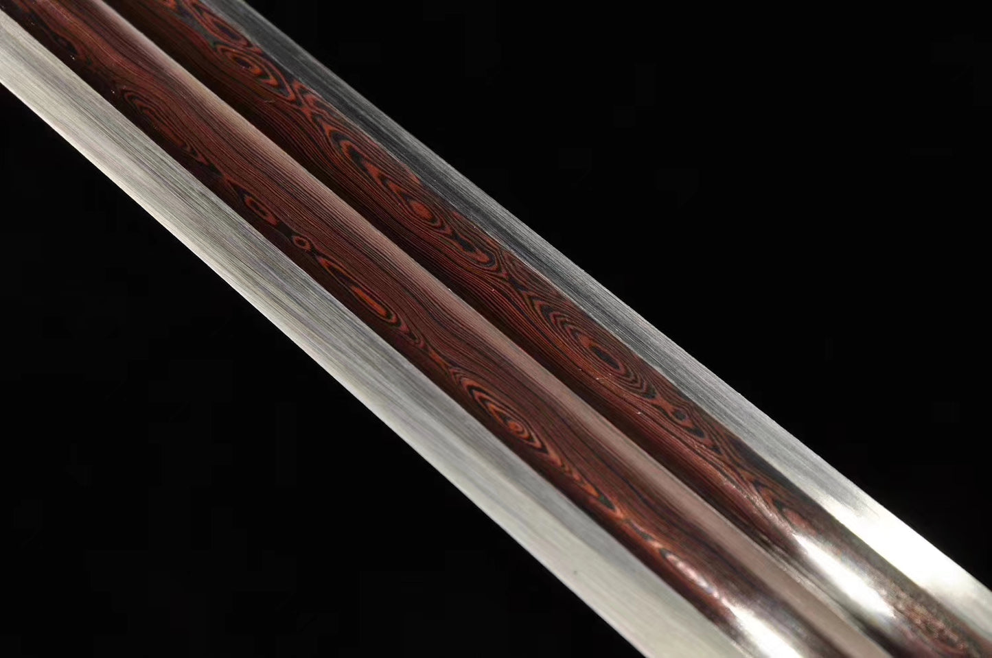 Qin jian,Handmade Damascus Steel red blade,Black wood,Alloy - Chinese sword shop