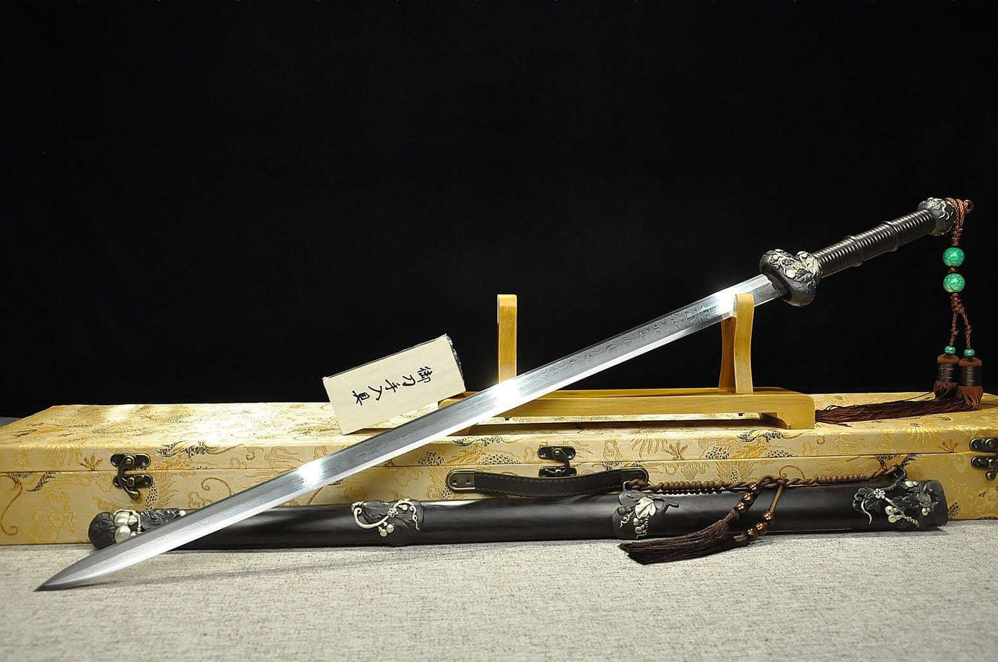 Gourd sword(Damascus steel blade,Ebony Scabbard,Brass fittings ...