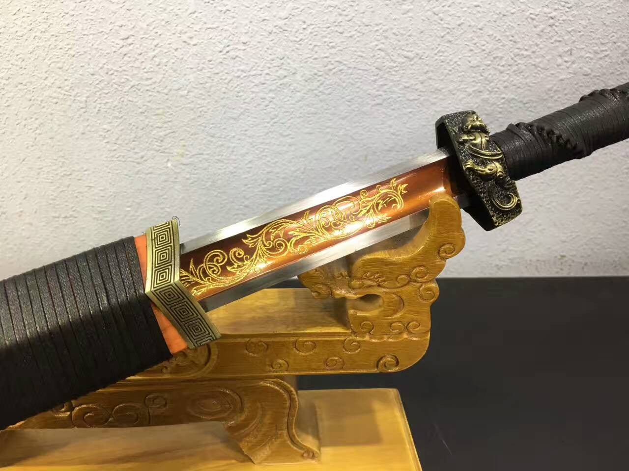 Han Dynasty sword(High carbon steel red blade,Redwood,Alloy)Length 41 ...
