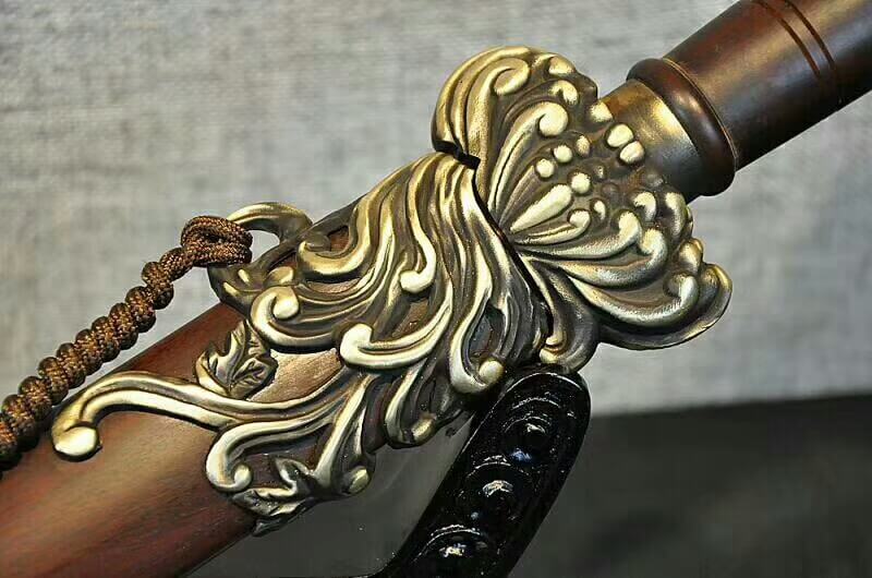Chrysanthemum sword(Damascus steel bade,Rosewood,Brass)Length 31" - Chinese sword shop
