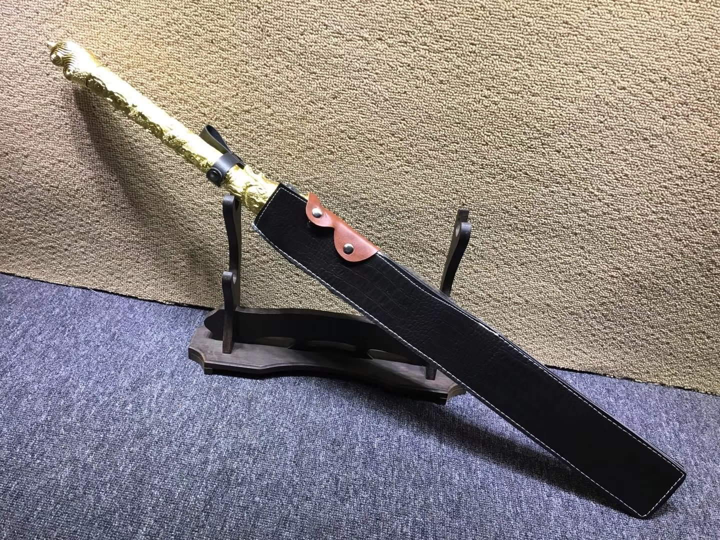 Husa Knife,Hu SA Chang Dao,High carbon steel blade,Leather - Chinese sword shop