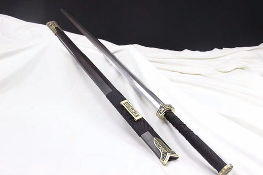 Hanwu sword(Damascus steel blade,Ebony scabbard,Brass fittings)Length 42" - Chinese sword shop