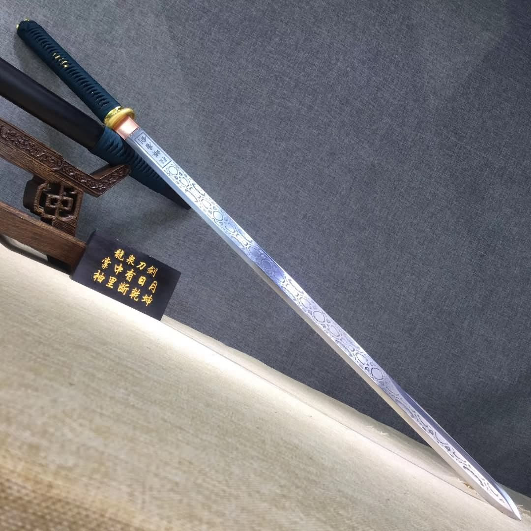 Tang jian sword,High carbon steel etch blade,Wood scabbard - Chinese sword shop