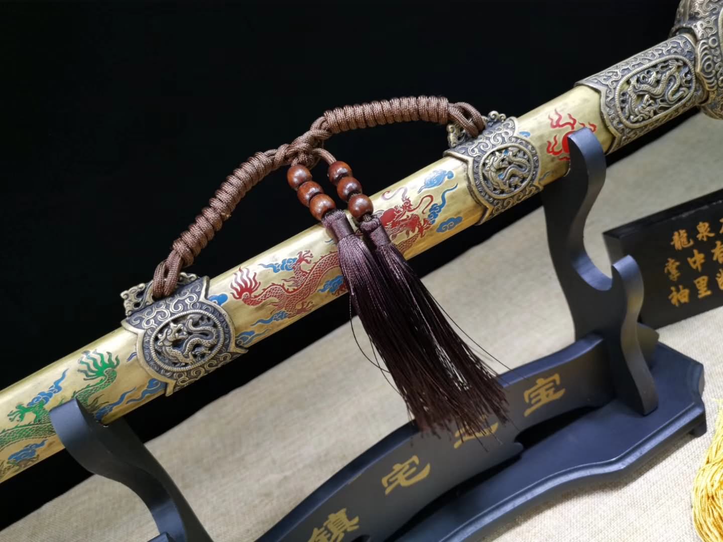 Kowloon Sword,Handmade art,Damascus steel blade,Brass scabbard - Chinese sword shop