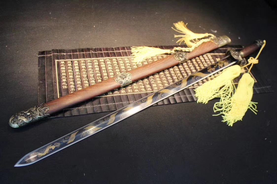 Dragon Sword,Medium carbon steel etch blade,Rosewood,Alloy - Chinese sword shop
