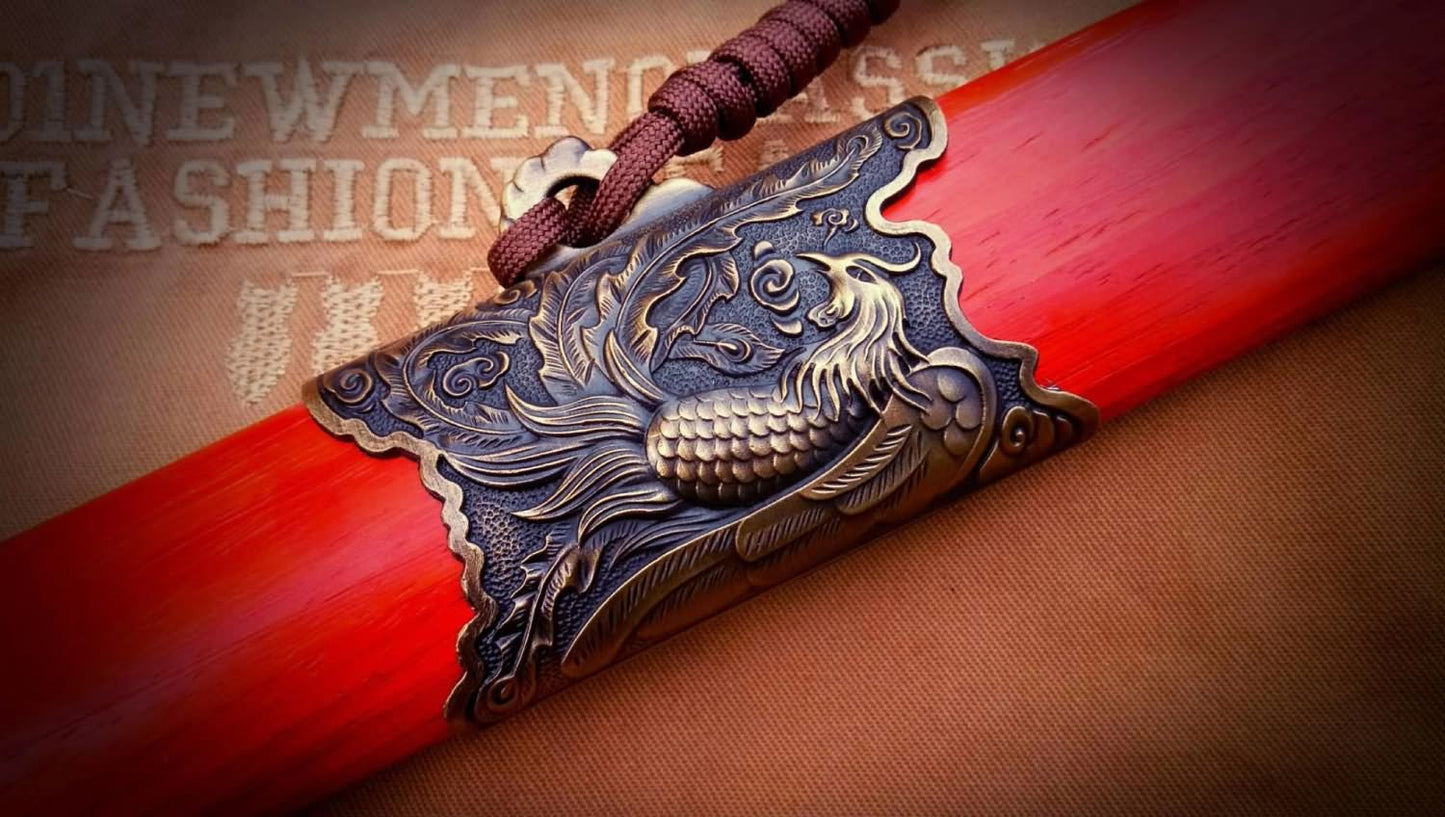 Phoenix swords,Damascus steel blade,Redwood scabbard - Chinese sword shop