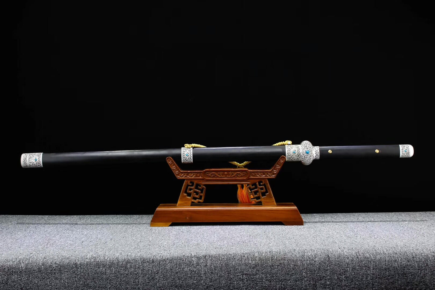 Jinlan sword,High manganese steel blade,Black scabbard,Alloy fittings - Chinese sword shop