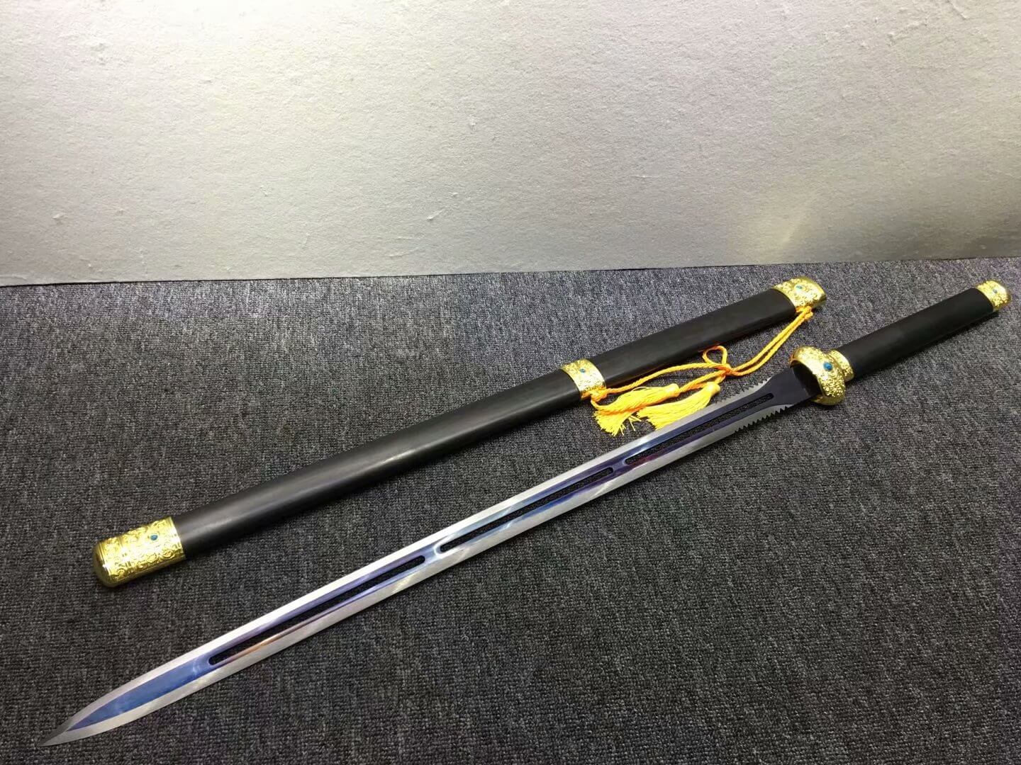 Jinlan sword,High manganese steel hollow blade,Black wood,Alloy fittings - Chinese sword shop
