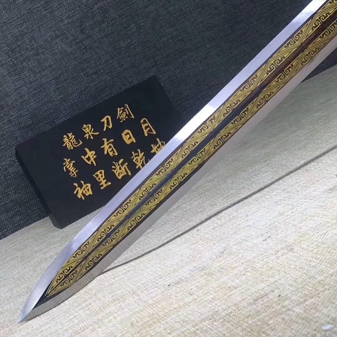 Jinlan sword,Damascus steel etch blade,Alloy fitting,Black scabbard - Chinese sword shop