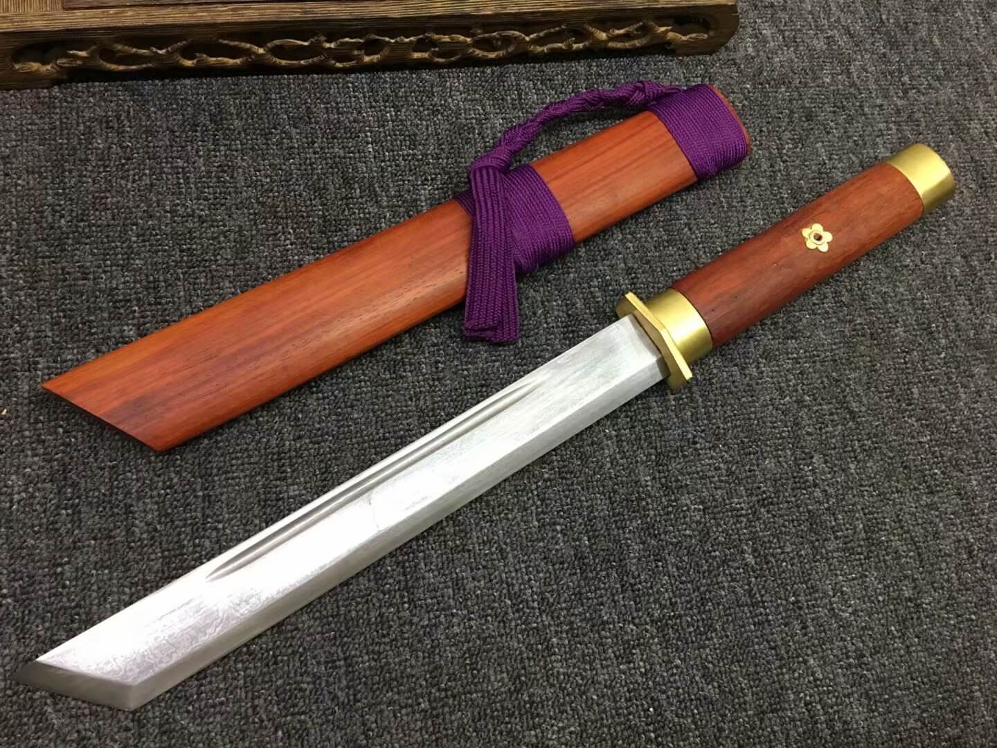 14 Blades dagger,Damascus steel blade,Redwood,Brass fittings - Chinese sword shop