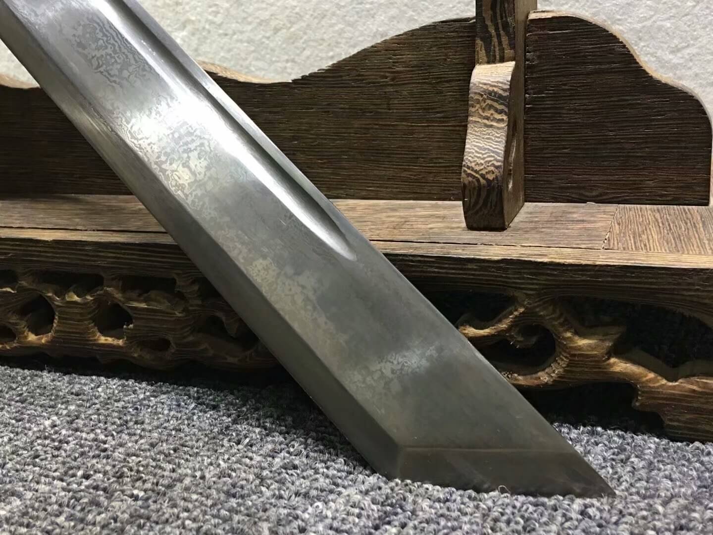 14 Blades dagger,Damascus steel blade,Redwood,Brass fittings - Chinese sword shop