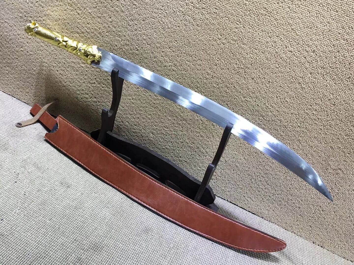 Hunting knife,High carbon steel,Brown  scabbard,Alloy fitting,Length 31 inch - Chinese sword shop