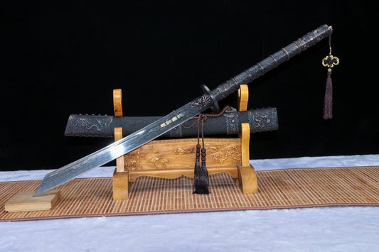 KangXi BaoDao,Handmade,Weapon(Damascus Blade,Alloy Fittings,Rosewood Scabbard) Chinese Sword