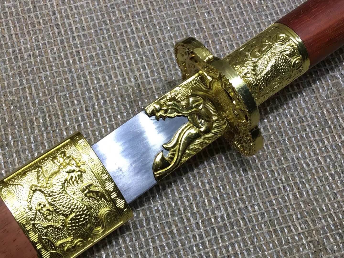 Kangxi dagger,High carbon steel,Red scabbard,Alloy fitted,Length 27" - Chinese sword shop