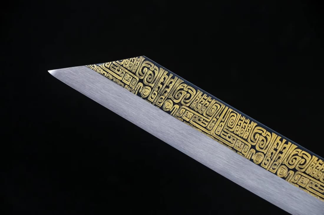 Kangxi Dao,High carbon steel etch blade,Black wood scabbard - Chinese sword shop