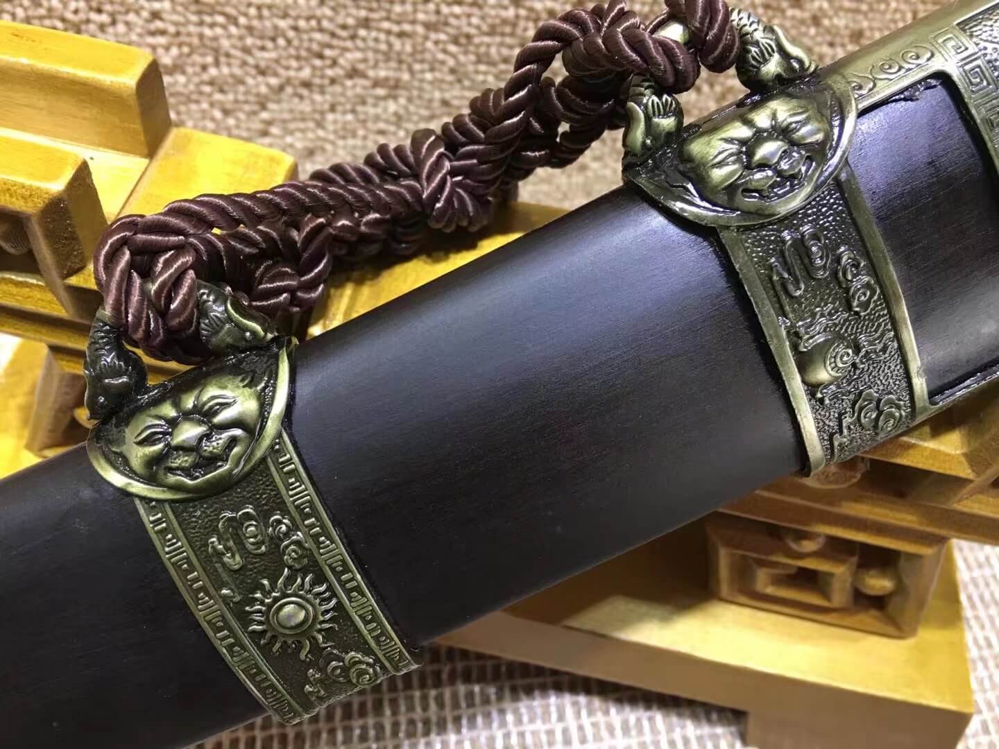 Kangxi Short swords(High carbon steel,Black scabbard,Alloy)Length 26" - Chinese sword shop