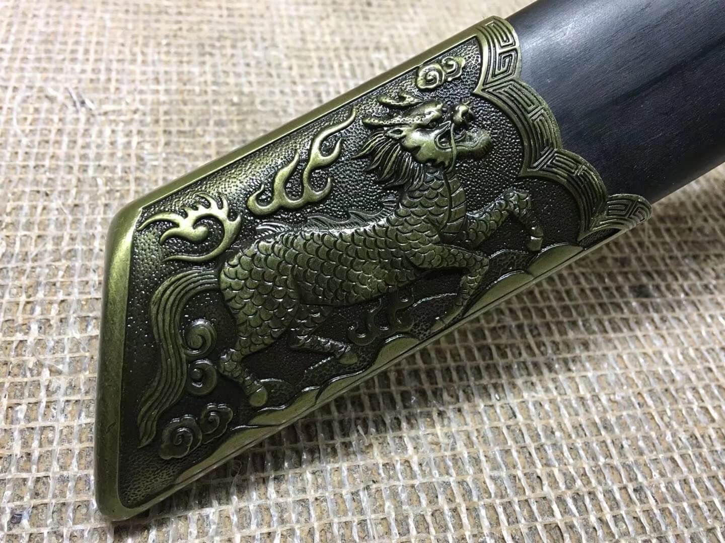 Kangxi dagger,High carbon steel,Black scabbard,Alloy,Length 27" - Chinese sword shop