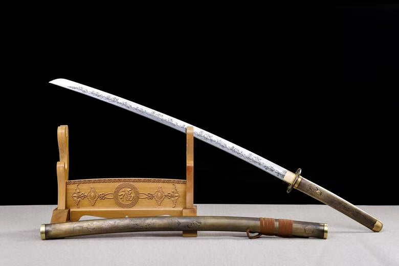 Sakura samurai swords,High carbon steel blade,Brass scabbard