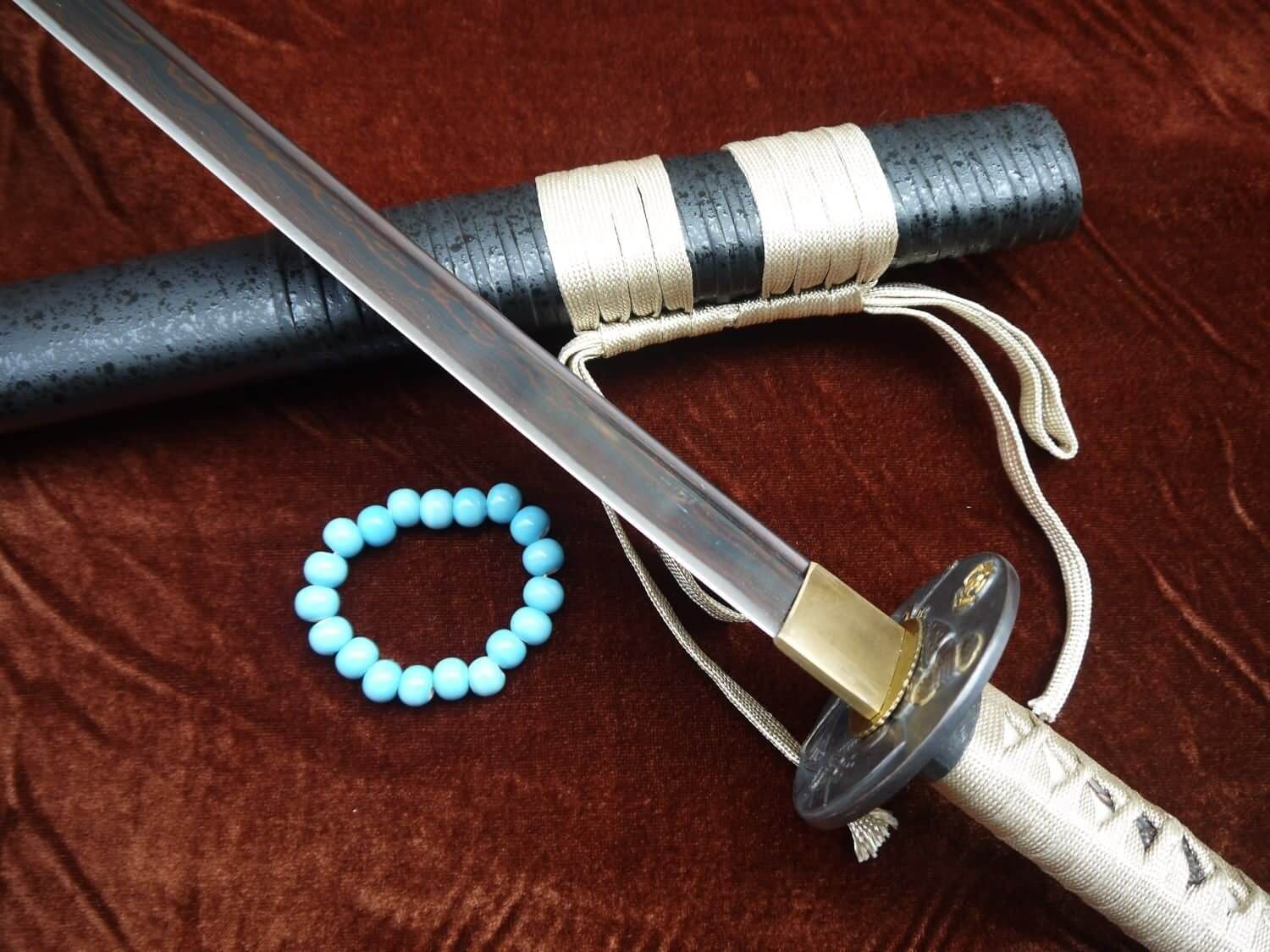 Samurai war sword Katana/Damascus steel blade/Alloy tosogu – Chinese Sword  store