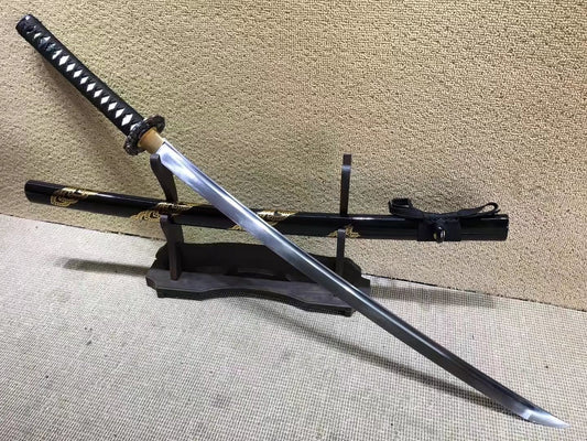 Katana,Medium carbon steel,Black scabbard,Alloy fittings,Length 39 inch - Chinese sword shop