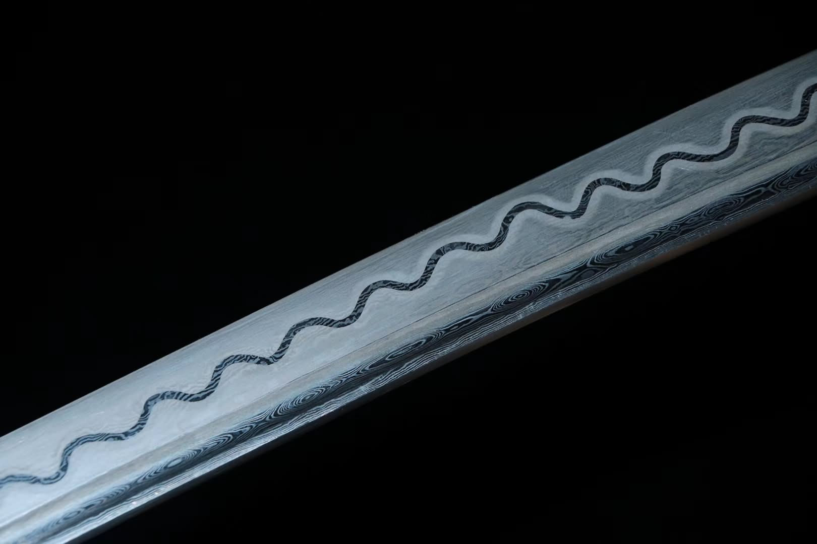 Samurai sword,Damascus steel blade,Wood scabbard - Chinese sword shop